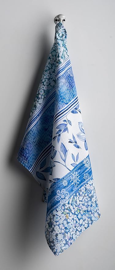 Maison d'Hermine Cotton Kitchen Towels Absorbent Summer Blues Set of 3 Spring Summer