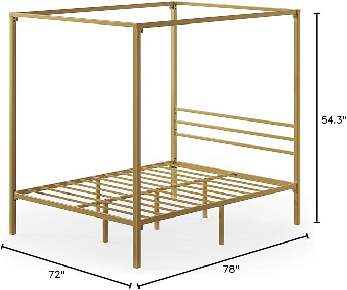 ZINUS Patricia Gold Metal Canopy Platform Bed Frame, Mattress Foundation with Steel Slat Support, No Box Spring Needed, Easy Assembly, Full
