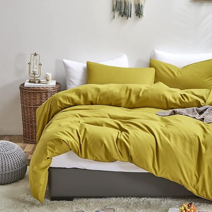 CLOTHKNOW Moss Green Queen Comforter Set 3Pcs Chartreuse Bedding Comforter Sets Green Yellow Queen Comforter Yellownish Green Comforter with 2 x Pillow Cases