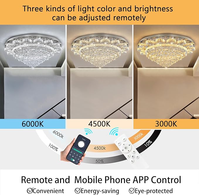 Modern Chandelier Living Room Light Large Luxury Chandeliers for High Ceiling Foyer Entryway Lights Dimmable 110W LEDs Crystal Silver Lighting Fixtures