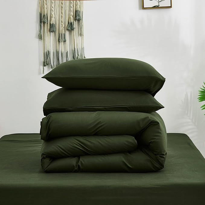 Pureant Dark Green Comforter Set Twin Olive Green Bedding Comforter Army Green Twin Comforter for Women Men Hunter Green Twin Size Comforter Soft Minimalist Military Green Bedding Breathable