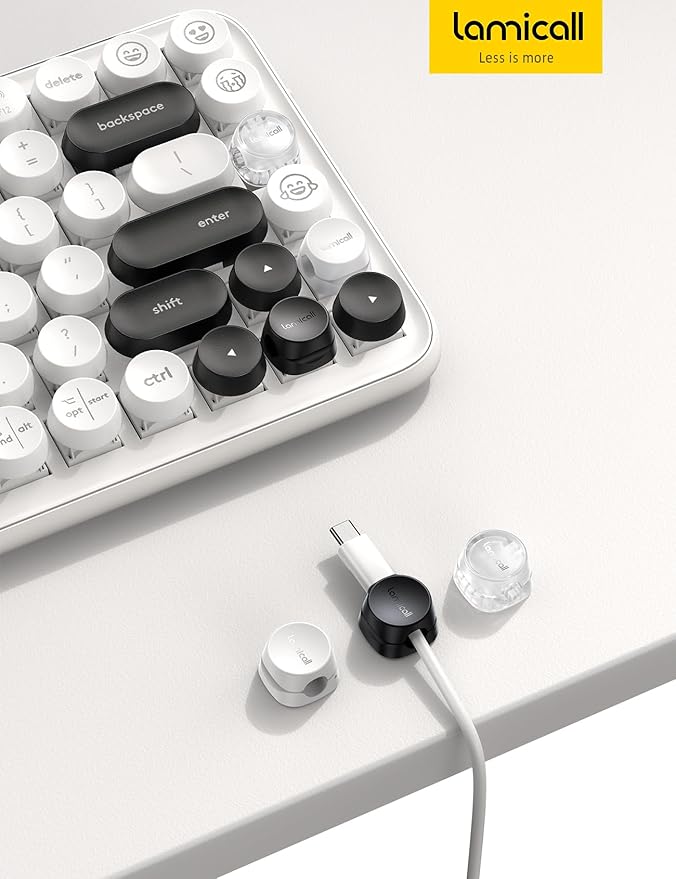 6Pack Cord Organizer, Desk Accessories - Lamicall Clear Cable Management Clips, Home Workspace Organization Accessories, Nightstand Wire Keeper Desk Decor, Dorm Room Essentials Desktop Gadgets