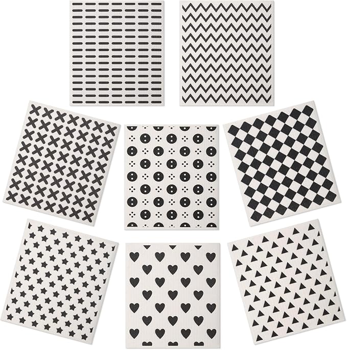Lucomb 8 Pack Swedish Kitchen Dishcloths Reusable Washable Sponge Cleaning Cloths Super Absorbent Quick Drying