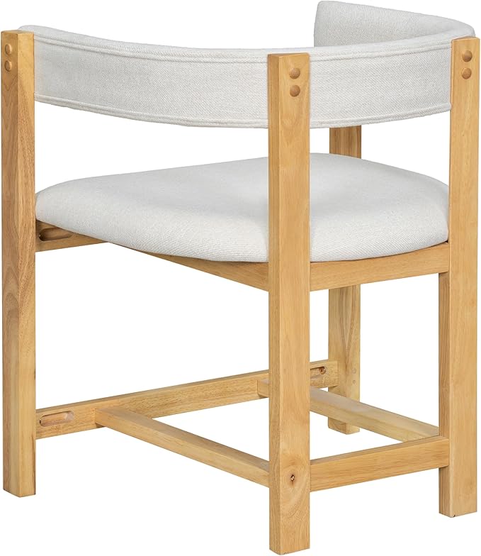 Christopher Knight Home Set of 2 Arley Modern Fabric Upholstered Dining Sturdy Wooden Kitchen Side Chair with Ergonomic Backrest and Footrest, Soft Padded Barrel, Beige+Natural
