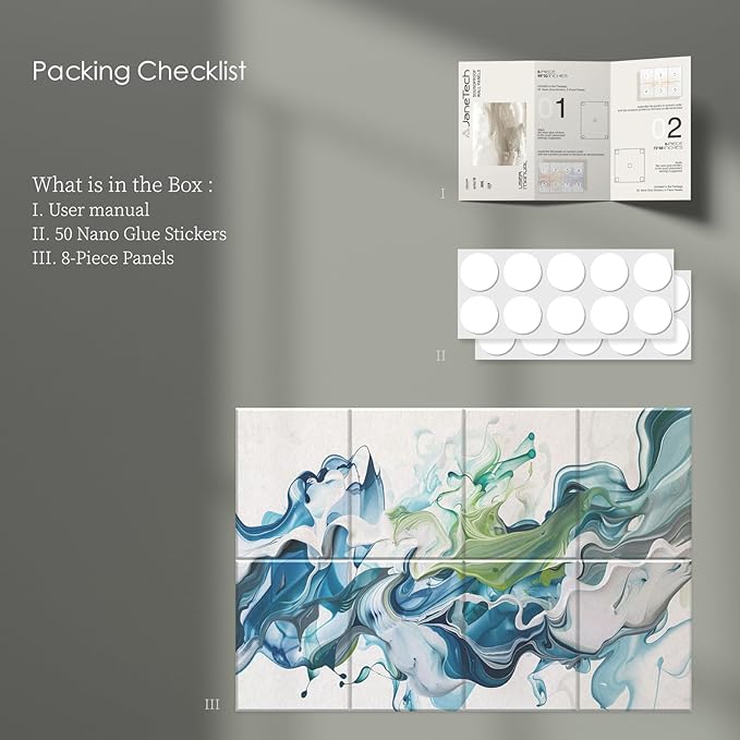 8-Pack Art Acoustic Panels Sound Absorbing Panels, 48x32 Inch Decorative Acoustic Panels, Sound Absorbing Wall Art with Nano Glue for Recording and Home Studio, Office,Conference