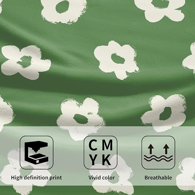 Modern Style Kitchen Towels Set of 2 Green Floral Quick Dry Microfiber Hand Towels