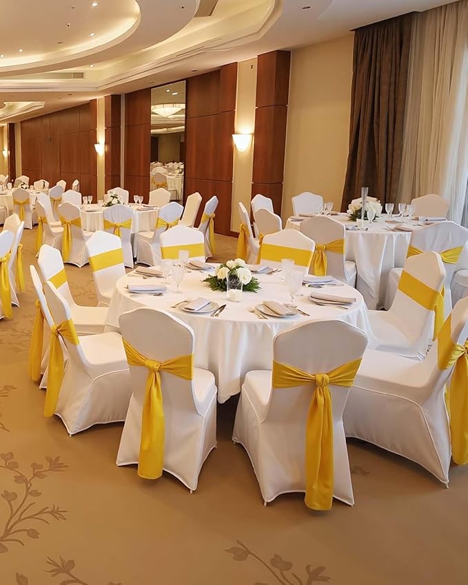 VEVOR 50 Pcs White Chair Covers Polyester Spandex Chair Cover Stretch Slipcovers for Wedding Party Dining Banquet Flat-Front Chair Covers