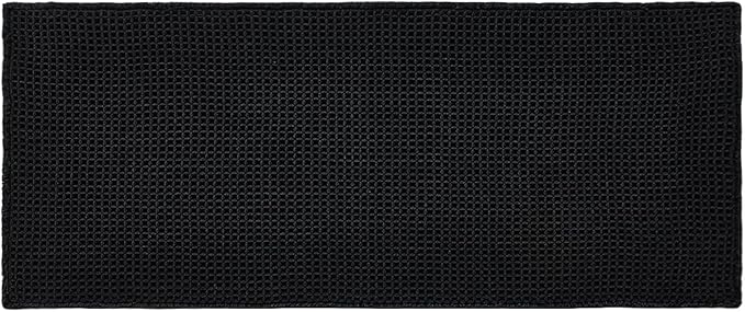 Black Long Bathroom Rug, Waffle Runner Rug Bathroom Non Slip Washable Super Absorbent Quick Dry Boho Farmhouse Bath Decor, 72"x24" Black