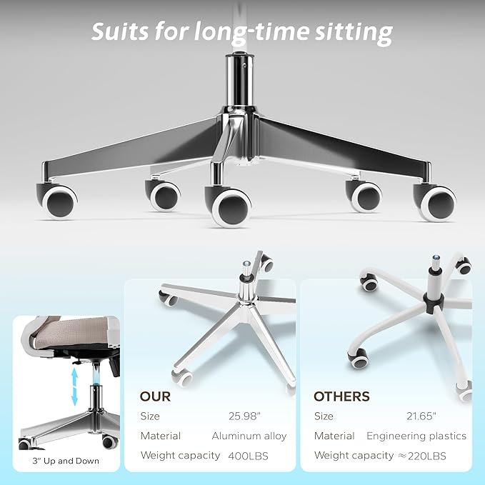 Ergonomic Office Chair with Adjustable Lumbar Support & Flip-Up Armrests - High Back Desk Chair with Thickened Seat Cushion, Rolling Wheels for Home/Office Study Work (05khaki)