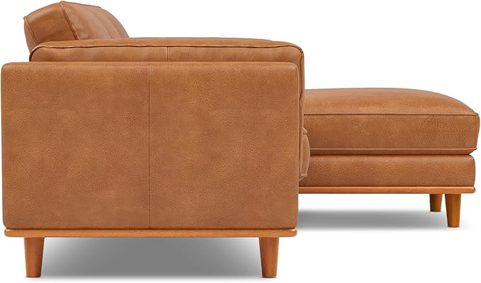 Valencia Artisan Full Leather Sofa Pure Italian Nappa Leather Couch with Ultimate Comfort Right Chaise Sectional, Cognac