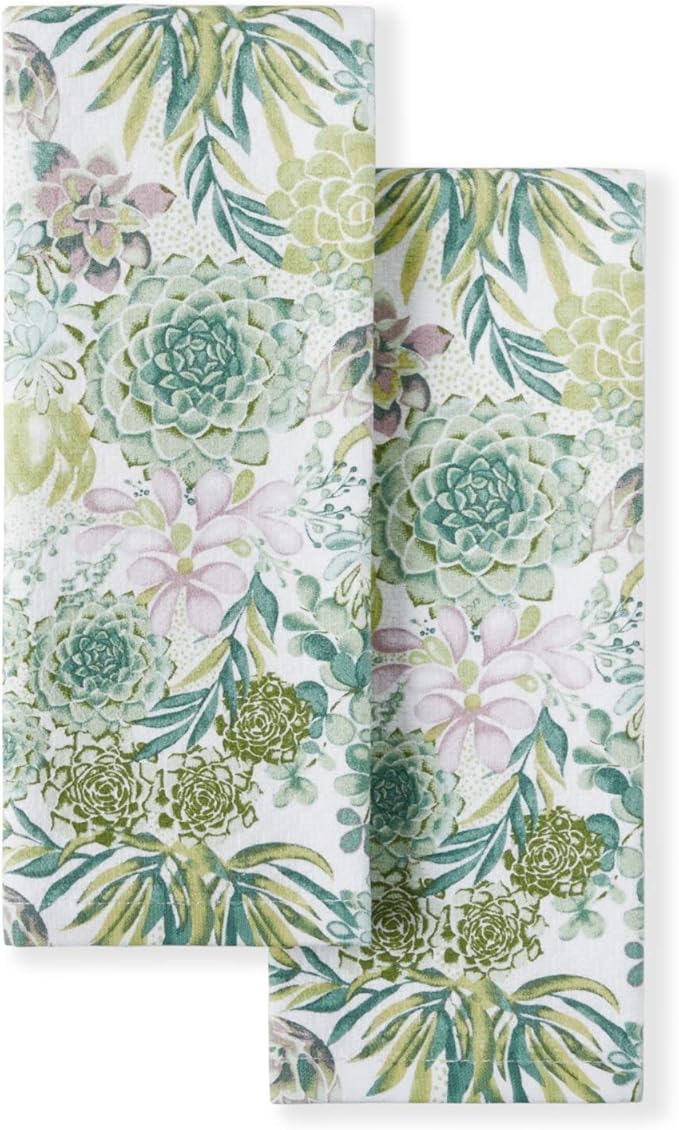 Martha Stewart Kitchen Towels Set of 2 Succulents 16x28 Dish Towels