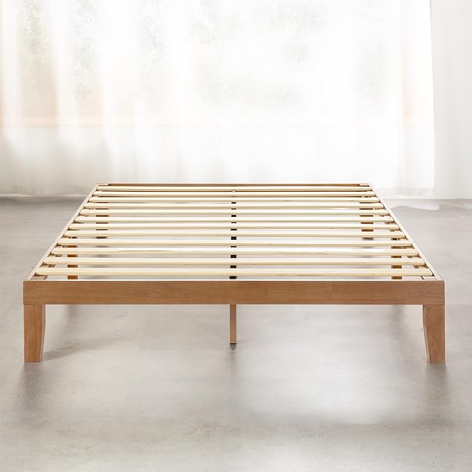 Mellow Naturalista Classic 12 Inch Solid Wood Platform Bed King, Natural Pine