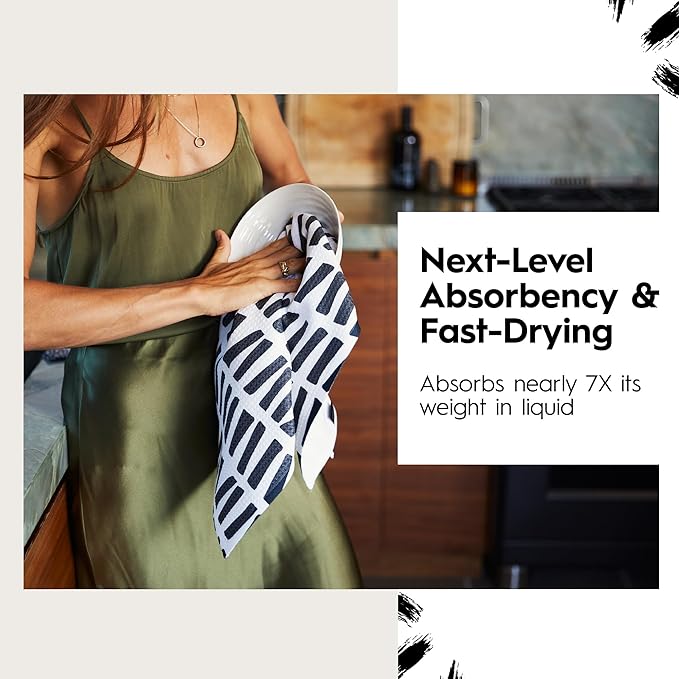 GEOMETRY Kitchen Tea Towels Quick Dry Microfiber Premium Towel Every Sunday and Every Level Every Bloom 2 Pack Set