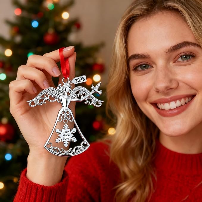 Christmas Tree Ornaments, Metal Christmas Hanging Ornaments for Tree, Christmas Tree Decorations, Pendant Gift Keepsake, for Frineds Family Decorative Hanging Ornaments Gifts