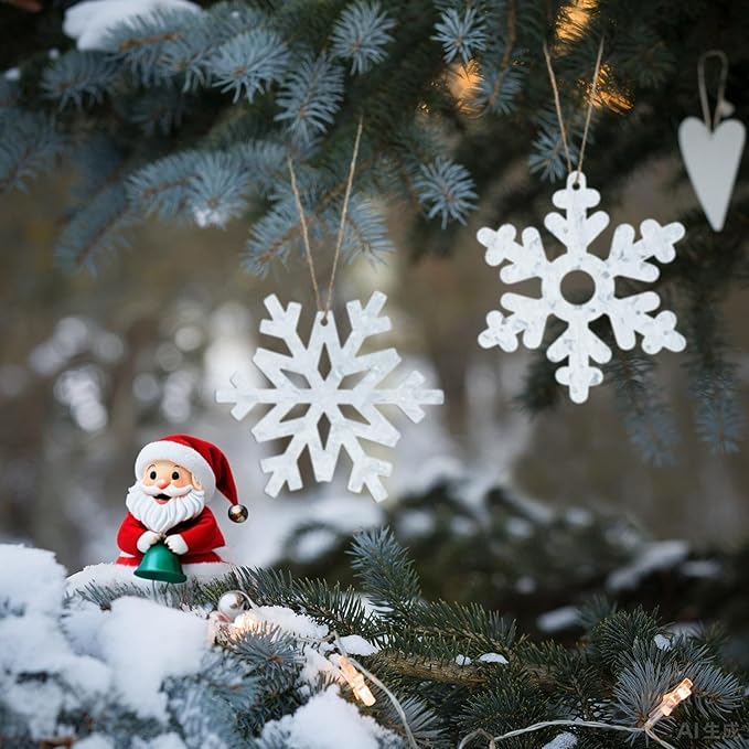 Oudain 6 Pieces Metal Snowflake Ornaments Christmas Galvanized Snowflake Hanging Ornament Farmhouse Snowflake Tree Hanging Decoration for Xmas Winter Party Decor, 5.12 Inch, Silver