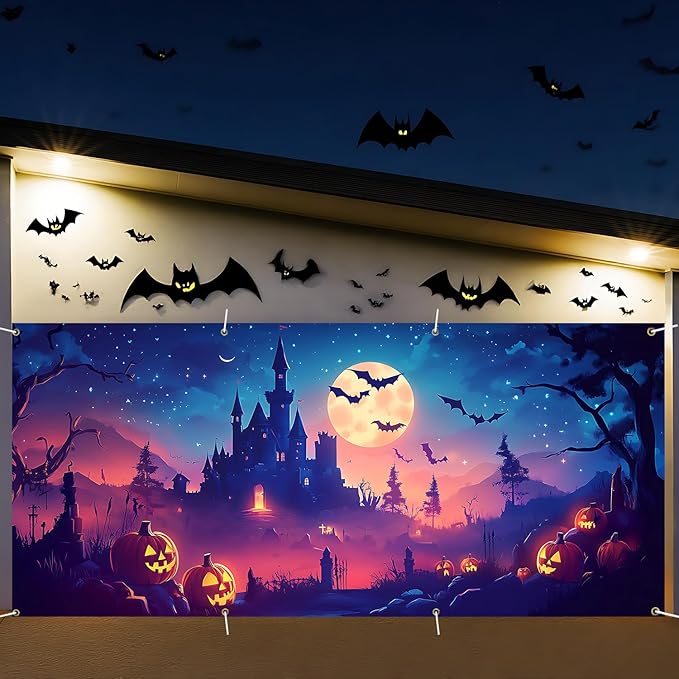 6 x 13 ft Halloween Garage Door Decorations Halloween decorations Witch Door Cover, Hanging Banner, Cauldron Backdrop Mural for Home, Outdoor, Indoor, Spooky Party, Wall, Window