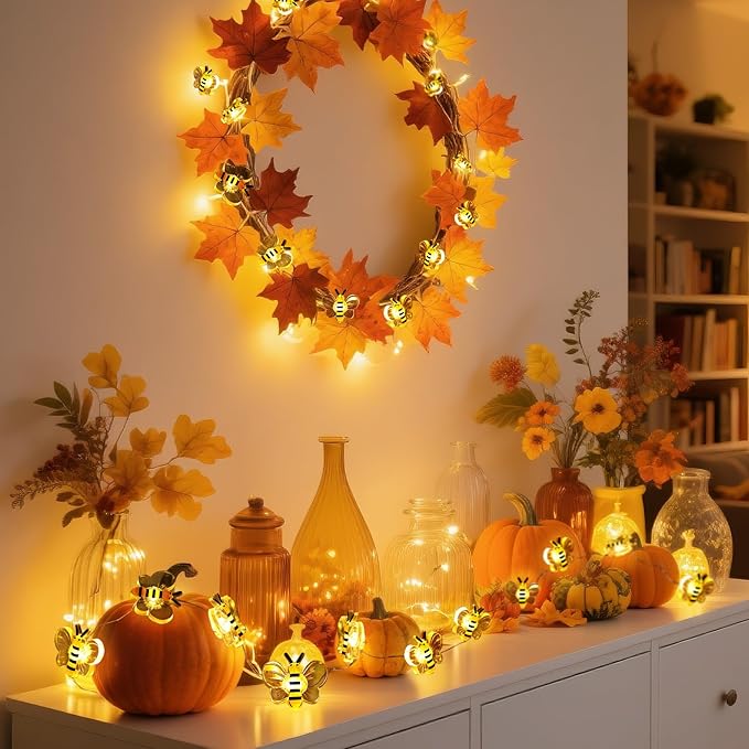 Coquimbo Bee Lights Room Decor, Christmas Gifts for Women Teen Girls Boys, 10ft 30 LED Cute Honey Bee String Fairy Lights Battery Operated, Bee Decorations for Bedroom Dorm Classroom Plants Wedding