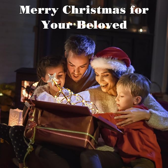 Lewondr Christmas Tree Light, 11'' Battery Operated Christmas Tree Night Light, Crystal Spiral Xmas Tree Table Lamp with Star Light & Metal Stand, Christmas Decoration for Home Room Desk Indoor, Gold