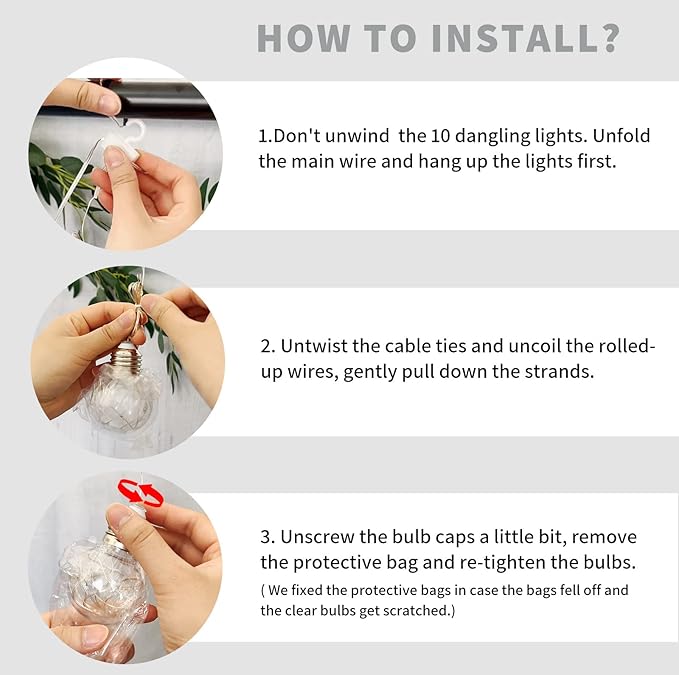 YOLIGHT Wishing Ball Curtain Lights 200 LED Window Curtain String Lights with Remote, USB Battery Powered Twinkle Globe Fairy Lights for Wedding Party Bedroom Christmas Decoration (Warm White)