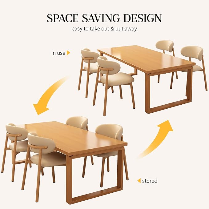 Kitchen Dining Chairs Set of 2 Modern Upholstered Leather Farmhouse Dining Room Chair with Metal Legs, Original/Khaki