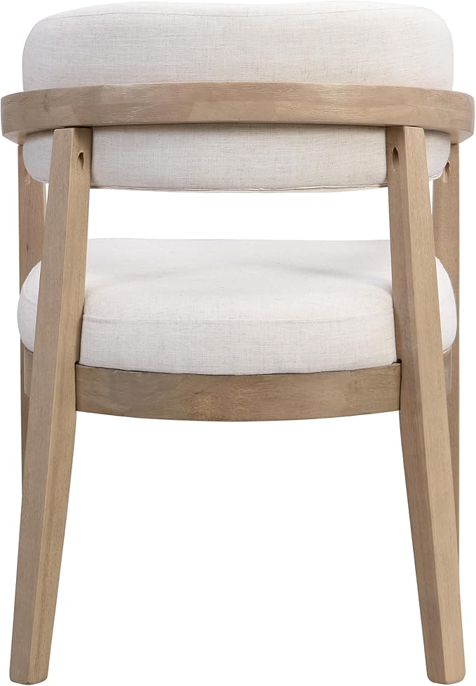 Christopher Knight Home Set of 2 Lanford Fabric Upholstered Dining Chairs, Curved Backrest Kitchen Side Chair, Soft Padded Seat&Back Cushion, Solid Wood Armchair, Ergonomic Extra Seat,Beige+Light Ash