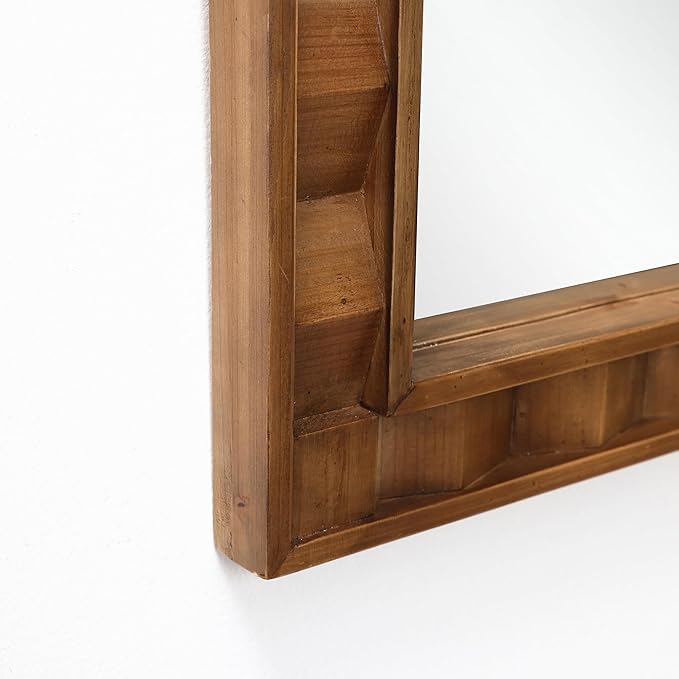 LuxenHome Arched Wall Mirror, 30.4"x18.5" Solid Wood Framed Rustic Farmhouse Decorative Wooden Mirrors, Wall Mounted Hanging Accent Entryway Mirror for Bathroom, Living Room, Bedroom Home Decor