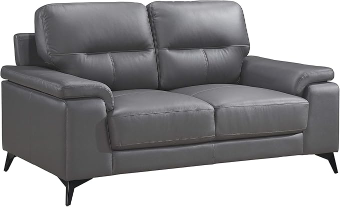 Homelegance 67" Leather Loveseat, Dark Gray