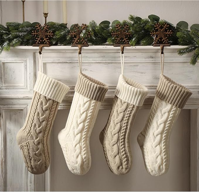 Personalized Christmas Stockings Custom Name Family Christmas Stockings 18 inch Large Knitted Xmas Fireplace Hanging Stocking for Kids, Family Christmas Holiday Party Decoration, 3pcs