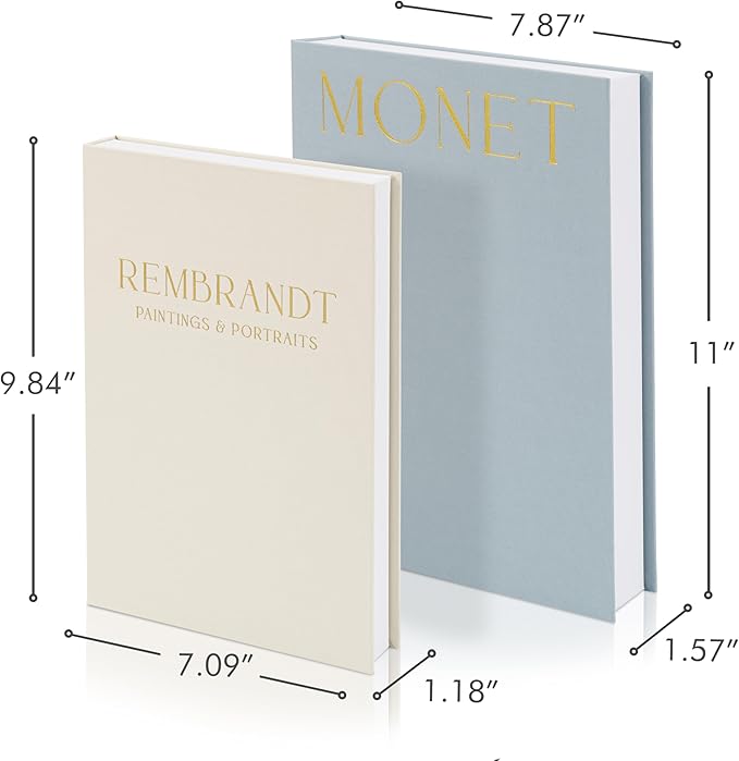 Beautiful Decorative Books - Set of 2 Linen Boxes Enhance Your Table, Bookshelf or Mantel Decor - Stylish Fake/Faux Books for Modern Home Decoration, Photo Storage and as a Keepsake Box