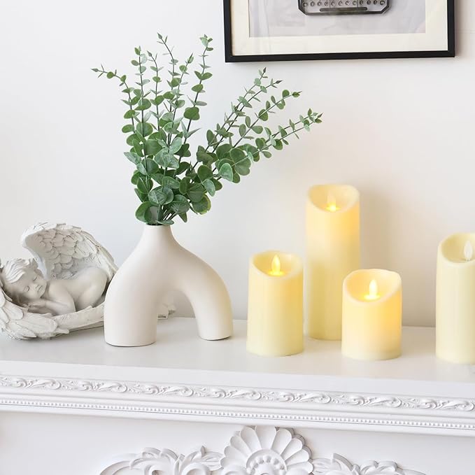 CEWOR 8pcs Eucalyptus Stems Decor 14.1 Inch Artificial Eucalyptus Leaves Fake Greenery Branches for Wedding Centerpiece Flower Floral Arrangement Farmhouse Home Decoration