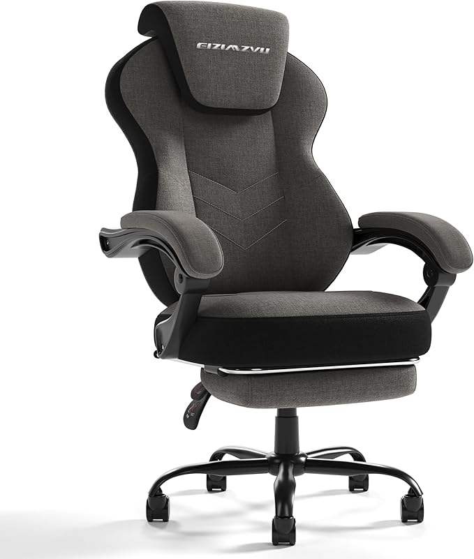Ergonomic Office Chair with Adjustable Headrest and Footrest, High Back Desk Chair with Linkage Armrests, Reclining Swivel Chair for Home Office, Executive Office Chair (Black2)