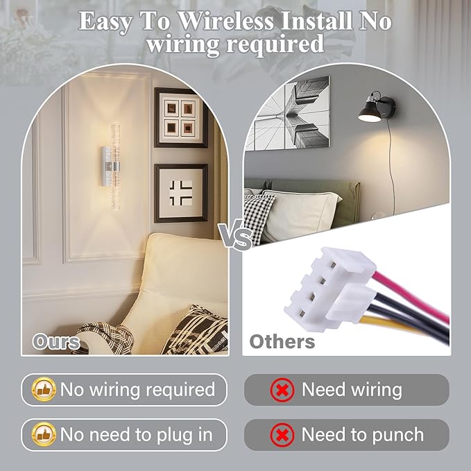 camuucci Battery Operated Sliver Wall Sconces Set of 2 Rechargeable Battery Powered Wall Light with 12000mAh Indoor Not Hardwired Dimmable Wall Lamp Fixtures for Bedroom Living Room 15.3 Inches