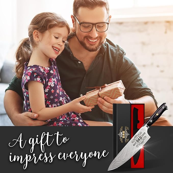 Gifts for Dad Men, Dads Gifts for Dad, Dad Birthday Gift from Daughter Son Kids, 8 inch Pro German 1.4116 Chef Knife, Kitchen Knife Gift Set for Best Dad Father Christmas Xmas Gifts