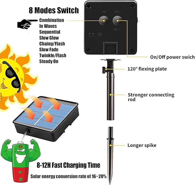 Solar Rope Light Waterproof IP65 39FT 100LEDs Outdoor LED âSolar Outdoor Lights for Party Garden Yard Home Wedding Christmas Halloween Holiday Tree Decoration Lighting