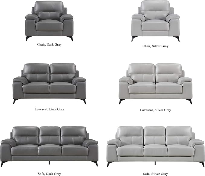 Homelegance 67" Leather Loveseat, Dark Gray
