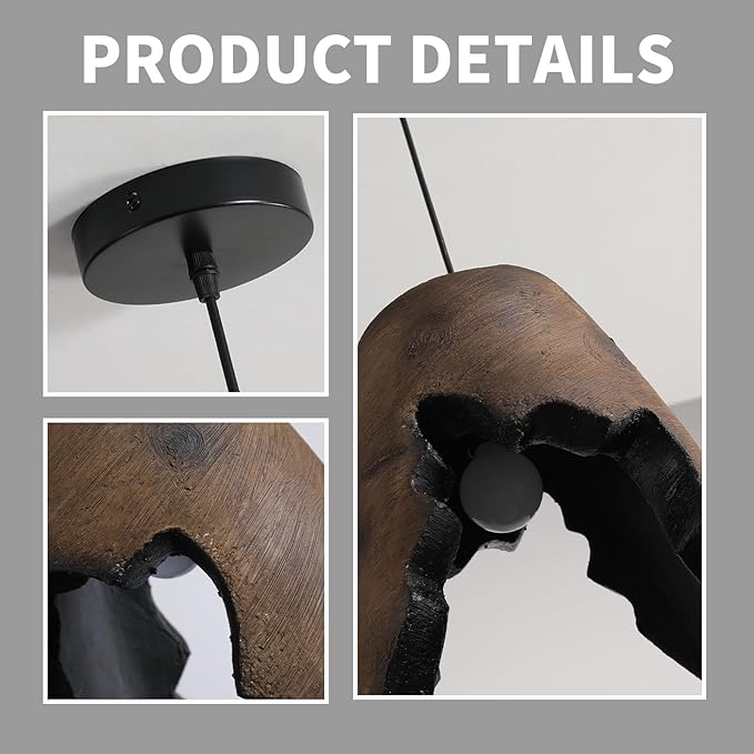 JAYMP Wabi Sabi Pendant Light for Dining Room Kitchen Island Hallway Farmhouse Hanging Lamp E26 Base Retroism Style Wine Bottle Shape Lighting Fixture (Antique Brown,A Shape, D35×H51cm)