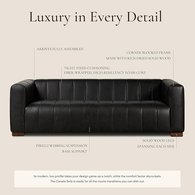 POLY & BARK Canale 86" Sofa in Onyx Black