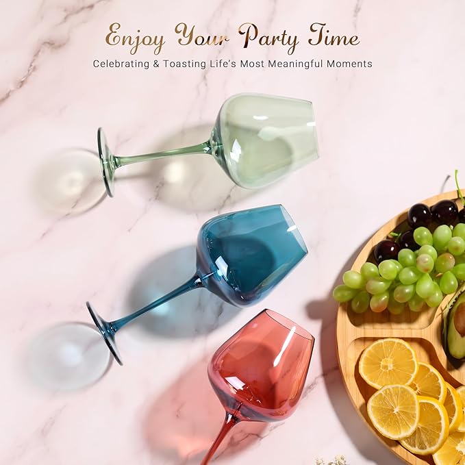 Physkoa Sage Green Wine Glasses Set of 6-18oz, Long Stem, Universal Size for White and Red Wine - Cool Green Table Decorate for Wedding Deco