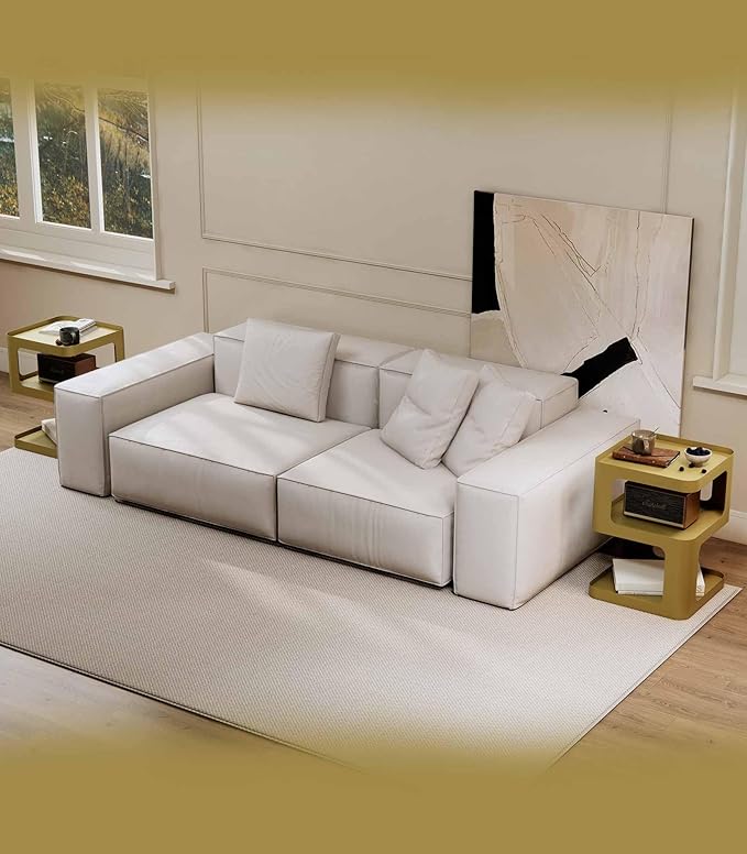 XIV Side Table, Small End Table, Modern Nightstand, Accent Bedside Table, 3 Tier Night Stands, Metal Bed Side Table for Living Room Bedroom Outdoor Entryway, No Assembly Required (Gold, Square)