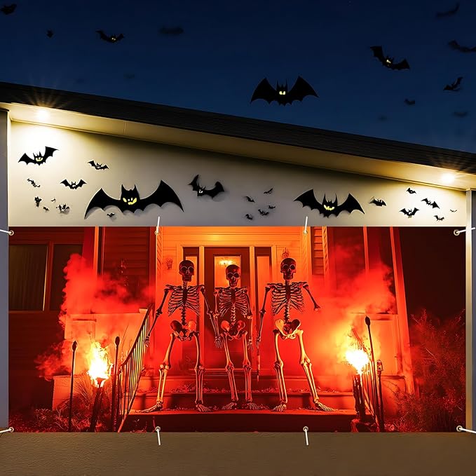 6 x 13 ft Halloween Garage Door Decorations Halloween decorations Witch Door Cover, Hanging Banner, Cauldron Backdrop Mural for Home, Outdoor, Indoor, Spooky Party, Wall, Window (Red)