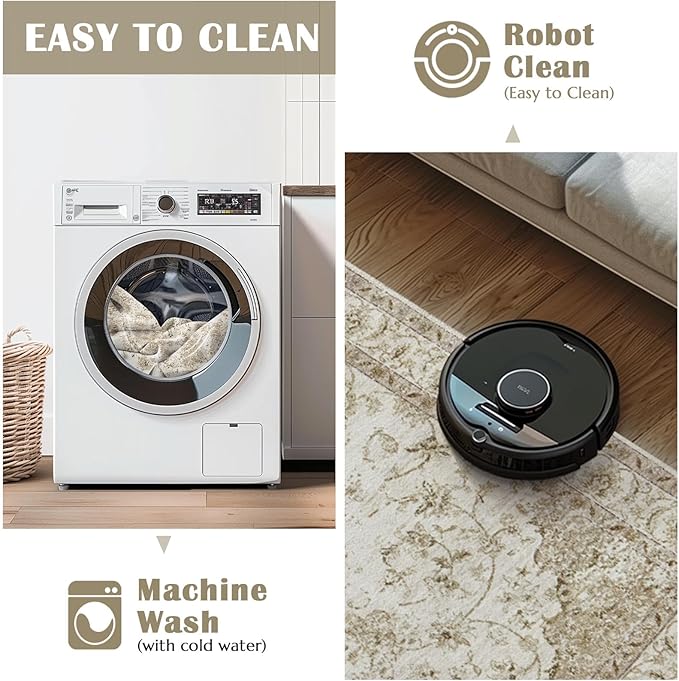 jinchan Vintage Floral Washable Area Rug 4x6 Non-Slip Medallion, Taupe