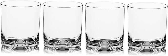 9oz Unbreakable Plastic Whiskey Rocks Glasses Double Old Fashioned Tritan Clear Drinking Beer Tumblers Cups Glassware, Shatterproof, BPA-FREE, Dishwasher safe