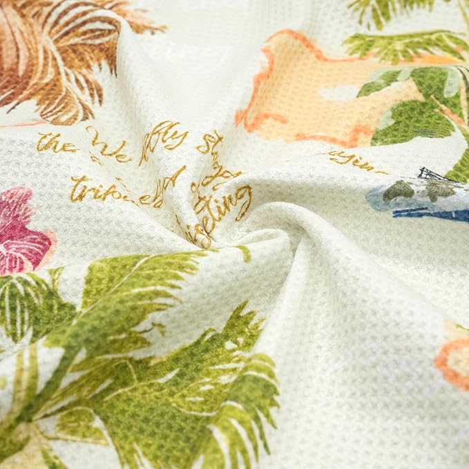 Eunzel Kitchen Tea Towel Quick Dry Microfiber Absorbent Dish Towels with Hanging Loop, Island