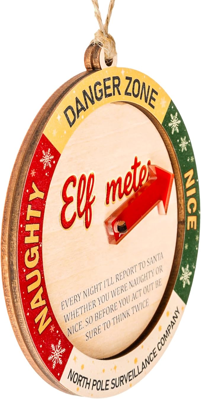 Funny Christmas Ornaments – Naughty or Nice Elf Meter Ornament 2025 – Christmas Ornament 2025 – White Elephant Gifts - Xmas Tree Funny Decoration Decoration