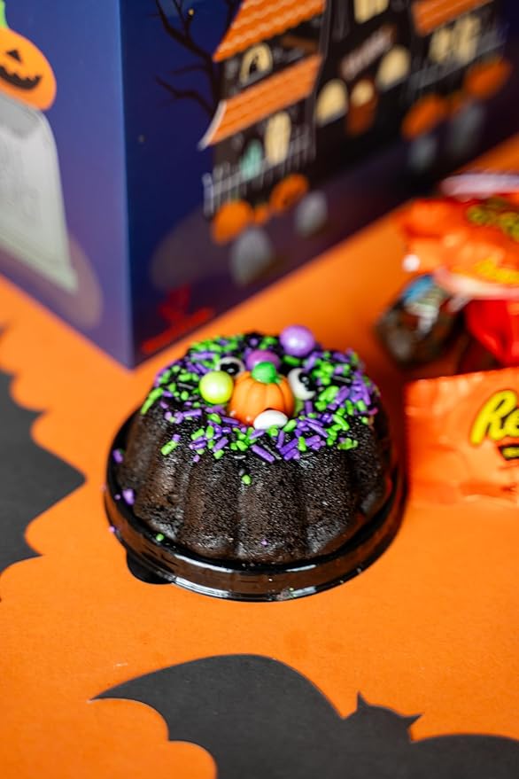 Send A Cake Haunted House Halloween Box with Flying Bat & Candy Kaboom – 3" Chocolate Witch Cauldron Cake – Fun Halloween Treat Delivery for Kids & Adults