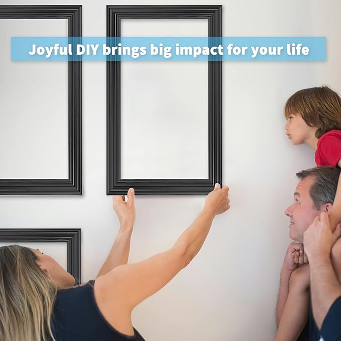 Art3d Pre-Cut Wall Molding Set of 6 pcs, Ready-to-Assemble Wainscoting Panels for Interior Wall Décor Living Room Bedroom Accent Wall - Installed with Glue, 3 Top 3 Bottom, Black