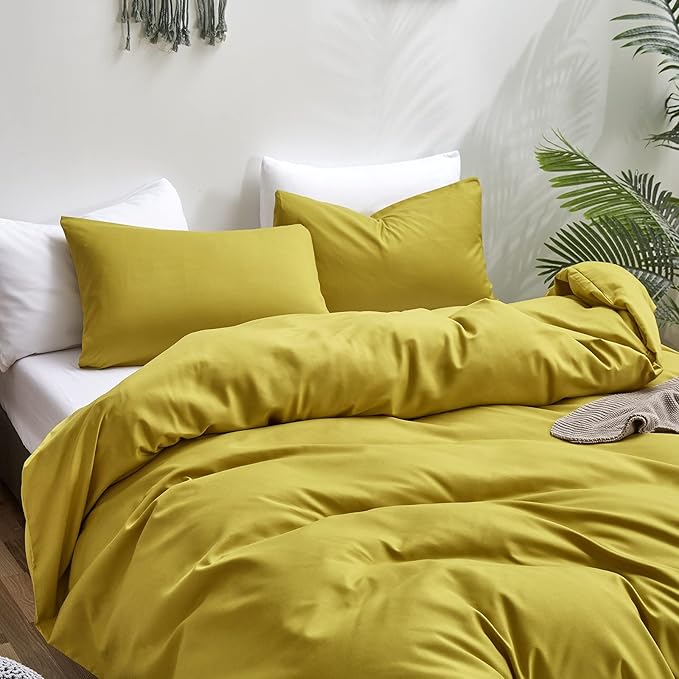 CLOTHKNOW Moss Green Comforter Sets Twin/Twin XL Chartreuse Bedding Comforter Set Green Comforter Soft Cozy Bed Bedding Yellow Bedding 3Pcs Comforter Sets