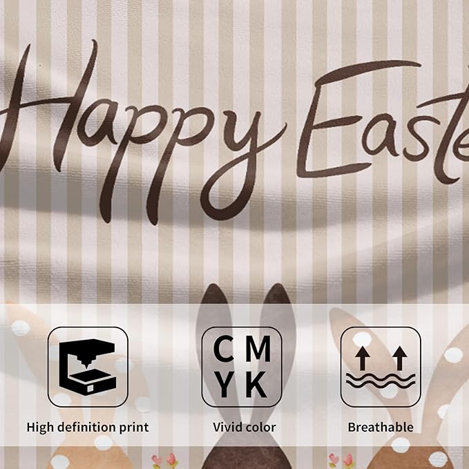 Happy Easter Face Towels Set of 2 28.3x14 Absorbent Decorative Bunny Rabbit Eucalyptus Holiday