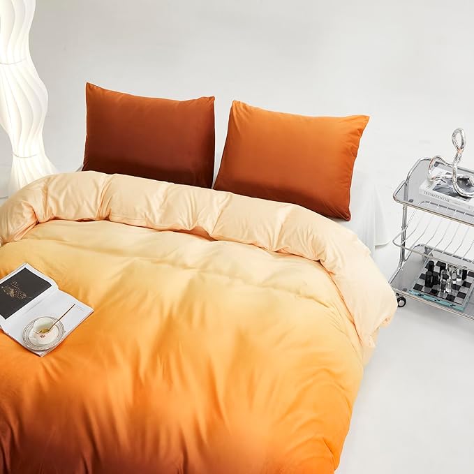 CLOTHKNOW Dark Orange Yellow Fluffy California King Comforter Set Vlevet Bedding Comforter Sets Dark Yellow Comforters with 2 x Pillow Cases