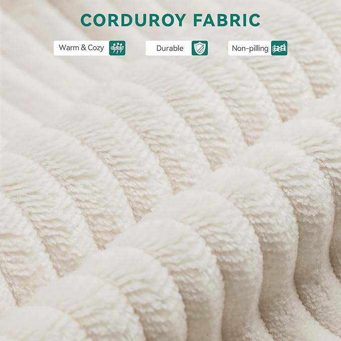 YITAHOME Oversized Cloud Sectional Couch: Deep Modular 4-Seat Sofa with 4 Pillows, Luxurious Corduroy Upholstered Couches for Living Room, Bedroom, Apartment, Office, No Assembly Required, Milky White